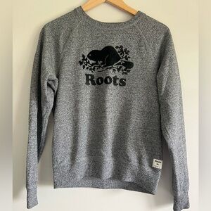 Roots Salt & Pepper Crewneck Sweater with Black Beaver Design